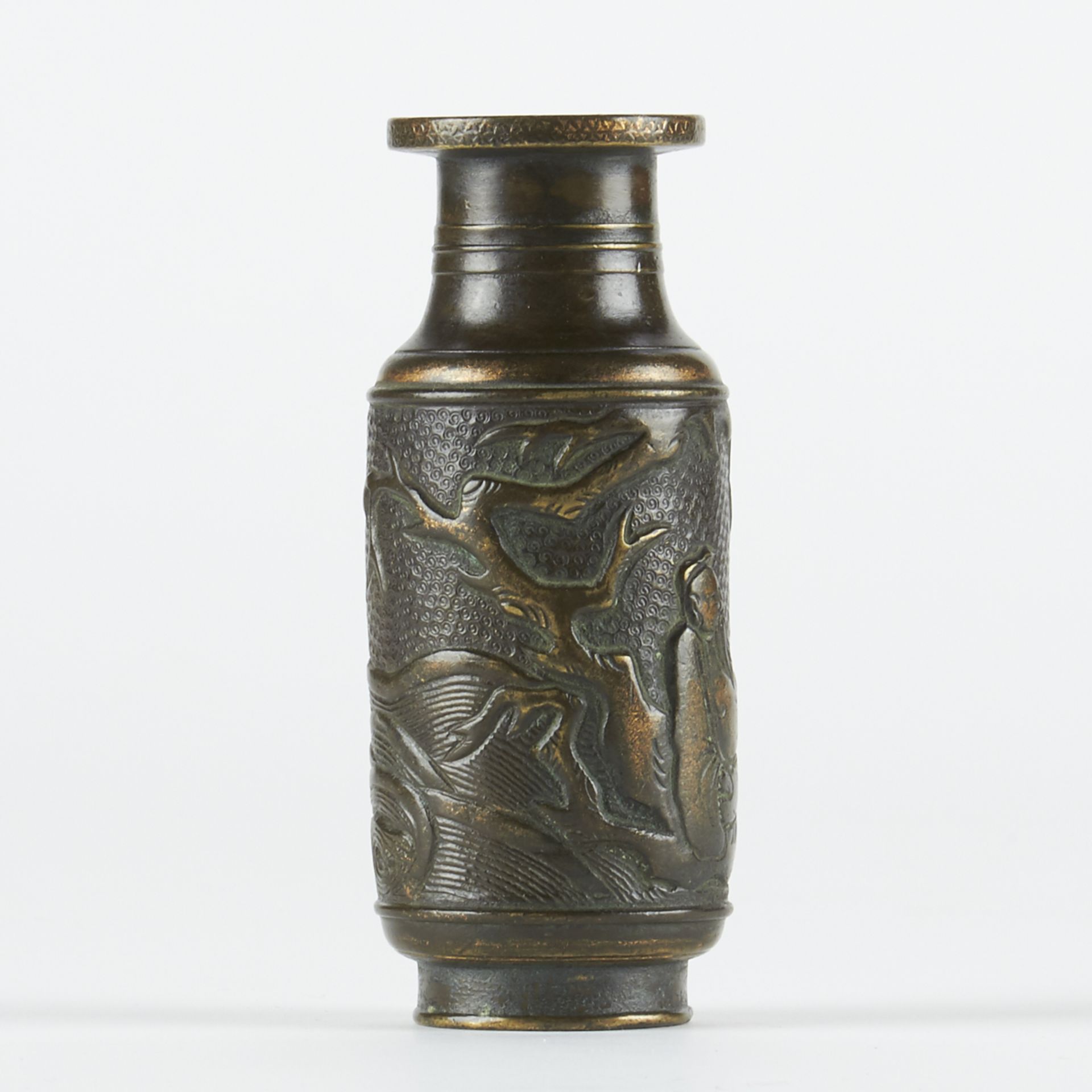 Small Chinese Ming Bronze Vase w/ Pictorial Decorations - Image 3 of 5