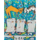 James Rizzi "Cats Meow" Mixed Media Collage