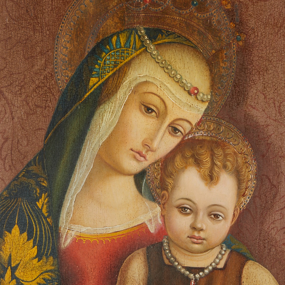 Madonna and Child Painting on Panel - Damaged - Image 3 of 8