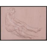Paul Cadmus Seated Nude Male Figure Crayon on Paper Board