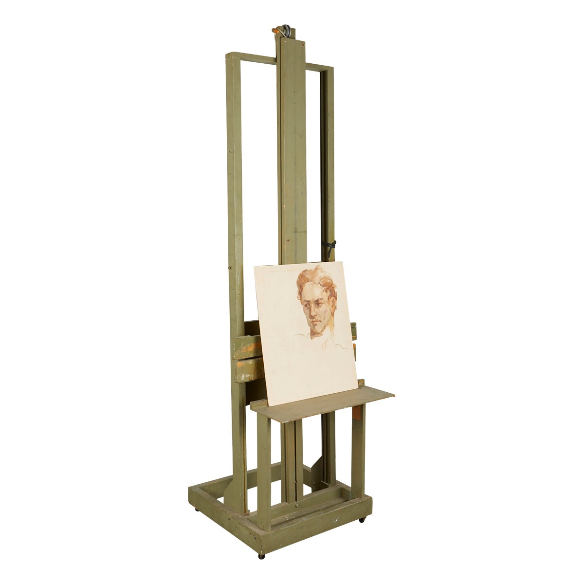 Charles Rubino Unfinished Portrait and Easel