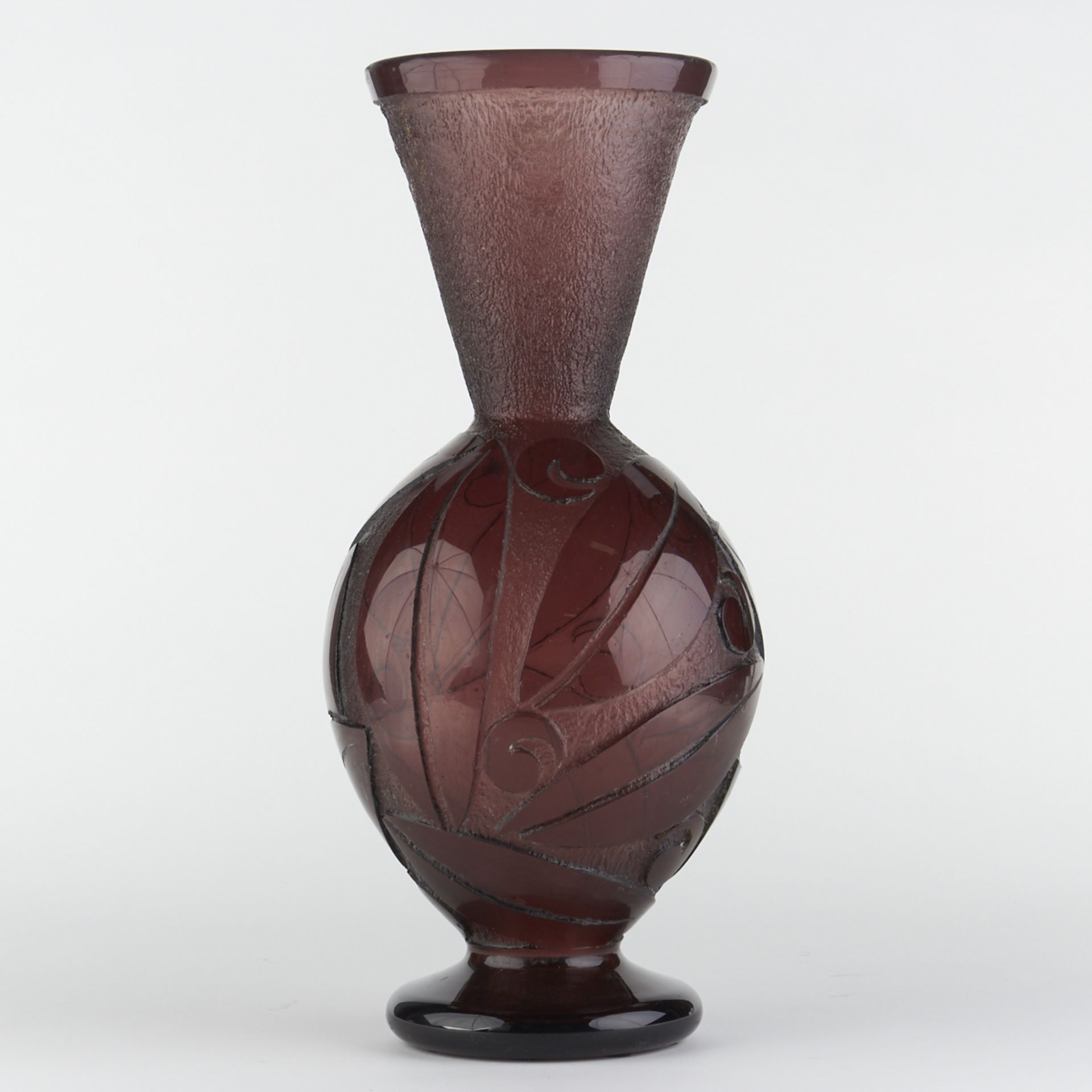 Degue Art Glass Vase w/ Foliate Design - Bild 2 aus 7