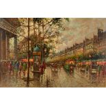 Antoine Blanchard Paris Street Scene Oil on Canvas