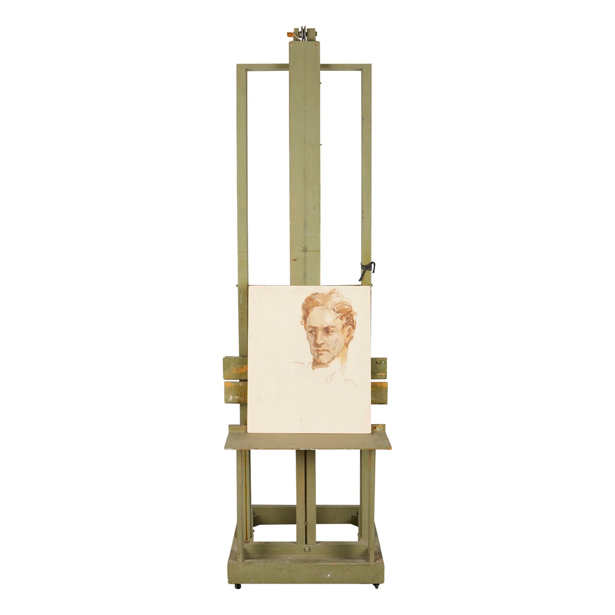 Charles Rubino Unfinished Portrait and Easel - Image 2 of 5