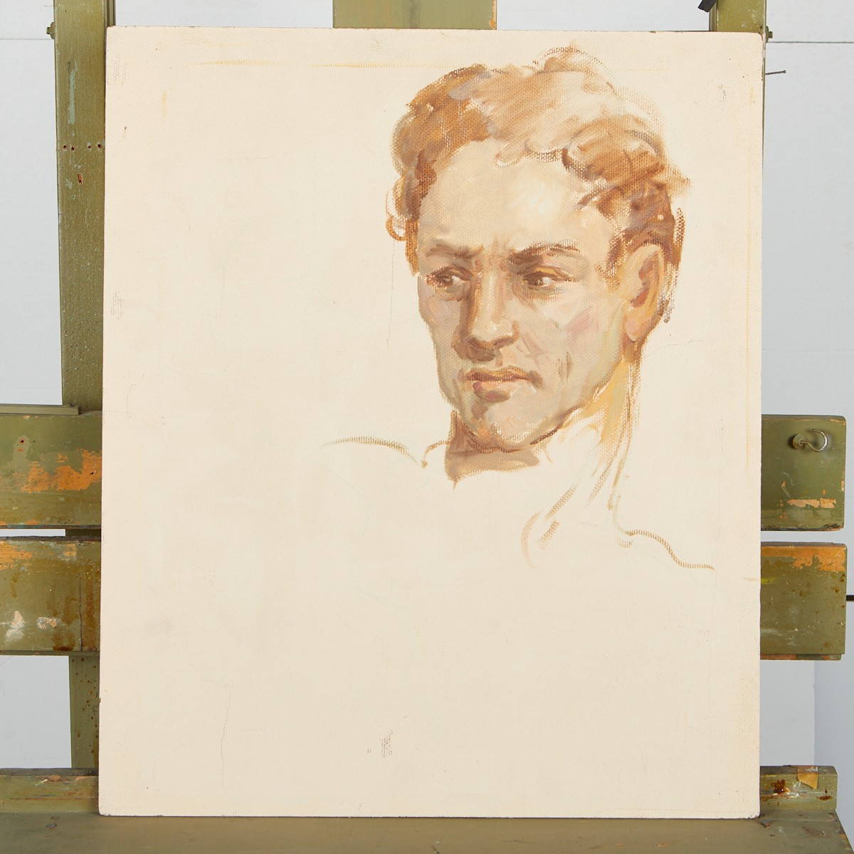 Charles Rubino Unfinished Portrait and Easel - Image 4 of 5