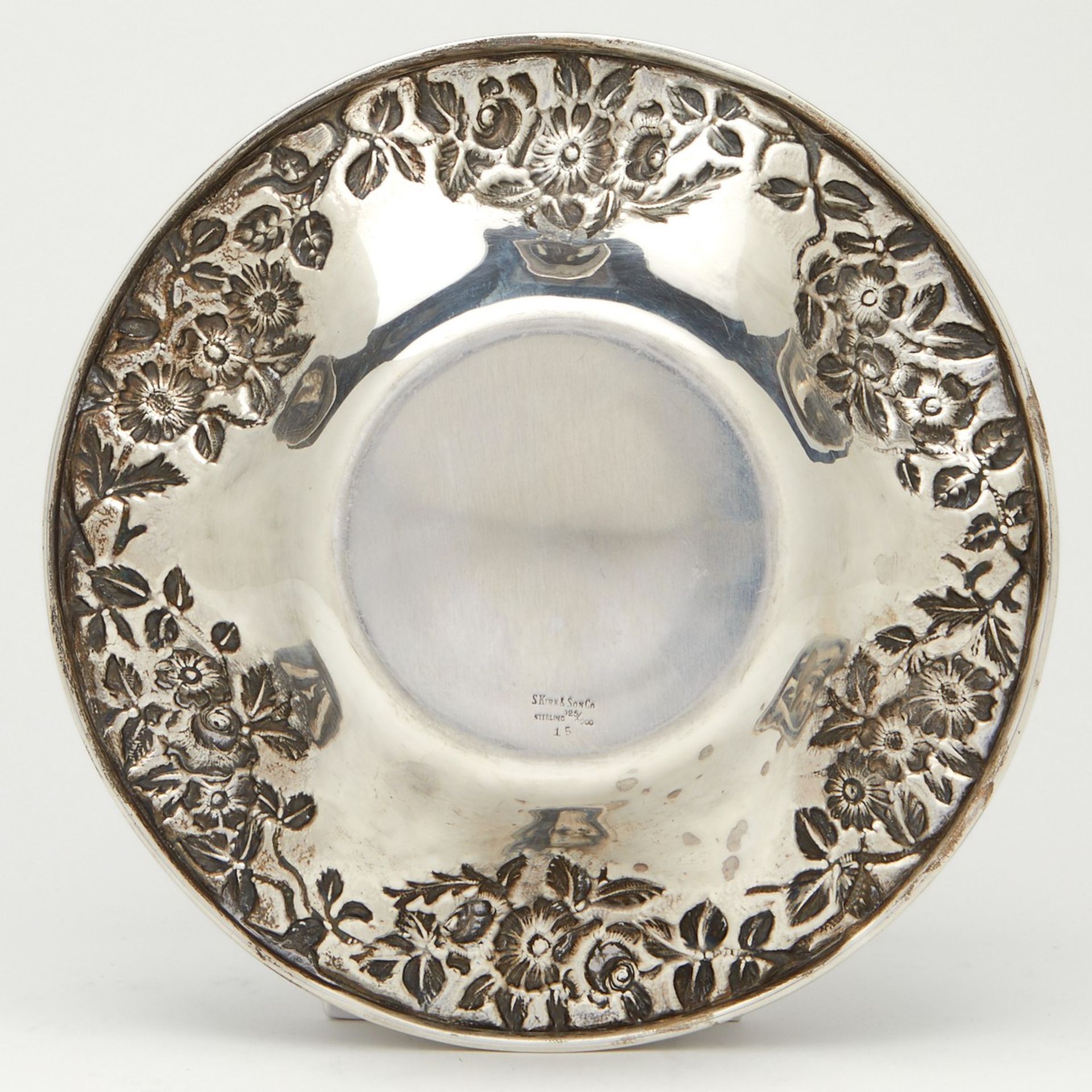 S. Kirk and Sons Repousse Sterling Silver Nut Dish and Spoon - Image 3 of 9