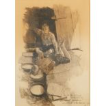 Howard Chandler Christy Charcoal on Paper Fresh Milk