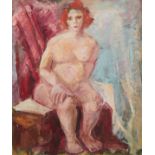 Elizabeth Grant Female Nude w/ Red Hair Painting on Board