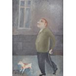 Kurt Muhlenhaupt Oil on Canvas Painting Man w/ Dog