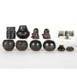 Grp: 10 Blackware Pots Rose Gonzales
