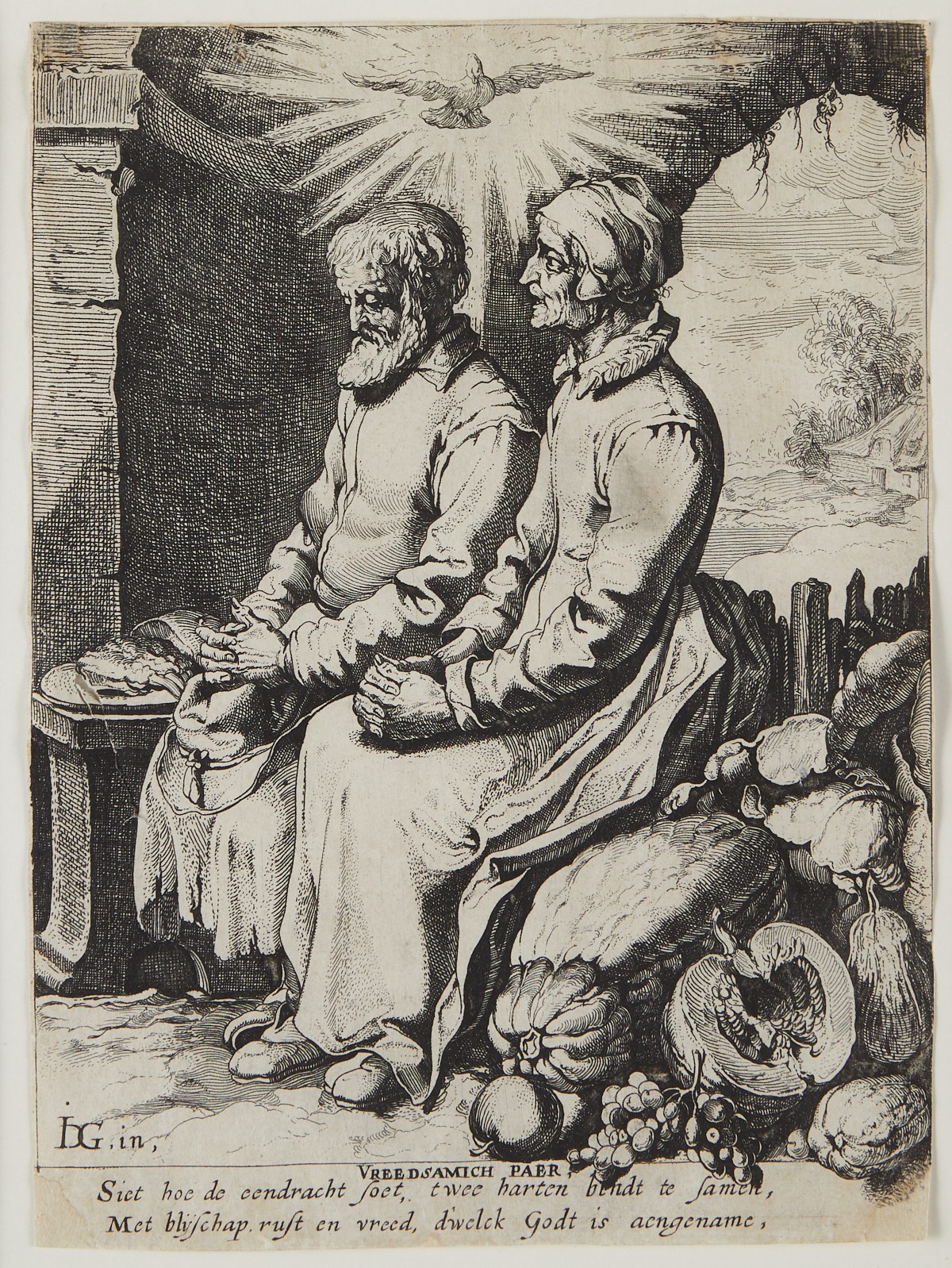 Group of Two Prints by Jacques de Gheyn "Vreedsamich Paer" and Wealth