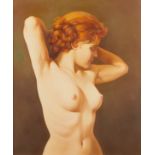 Charles Rubino Stretching Nude Oil Painting