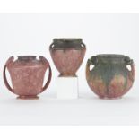 Grp: 3 Roseville Carnelian Pottery Vases