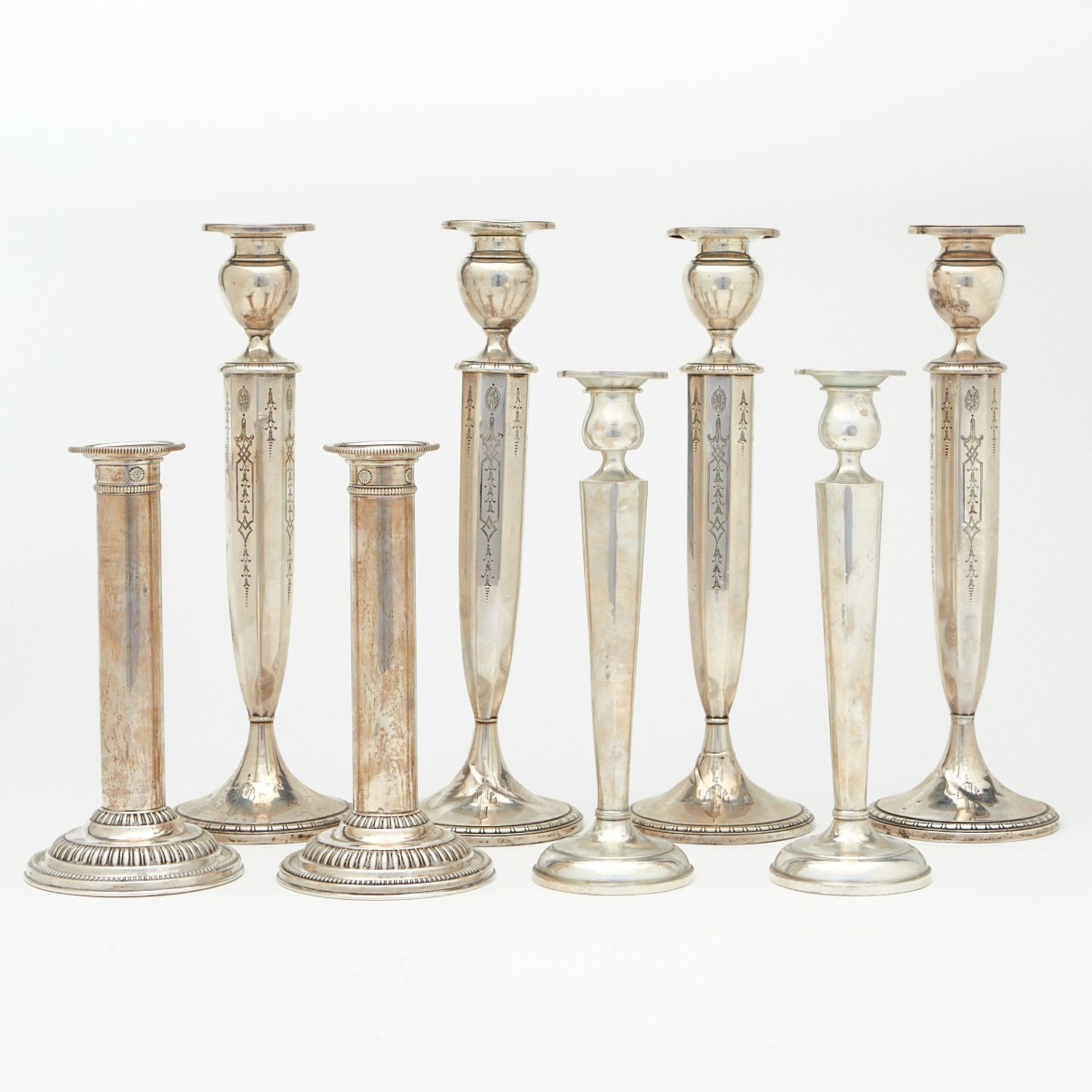 Grp: 8 Paired Sterling Silver Candlesticks