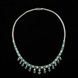 Women's Platinum 14K White Gold Emerald & Diamond Necklace