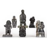 Group of 6 Inuit Soapstone Sculptures Figures