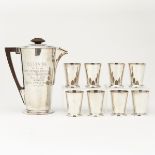 Meriden S.P. Co "Ile De France" Shaker and 8 Glasses