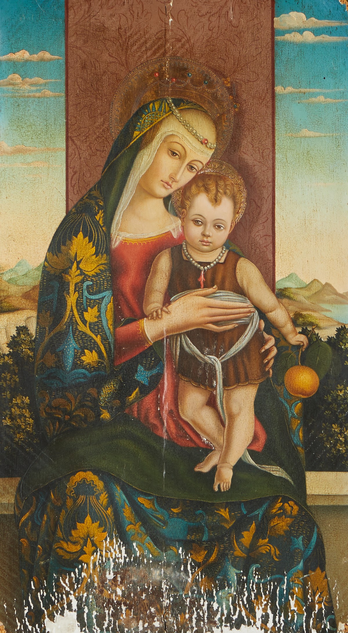 Madonna and Child Painting on Panel - Damaged - Image 2 of 8