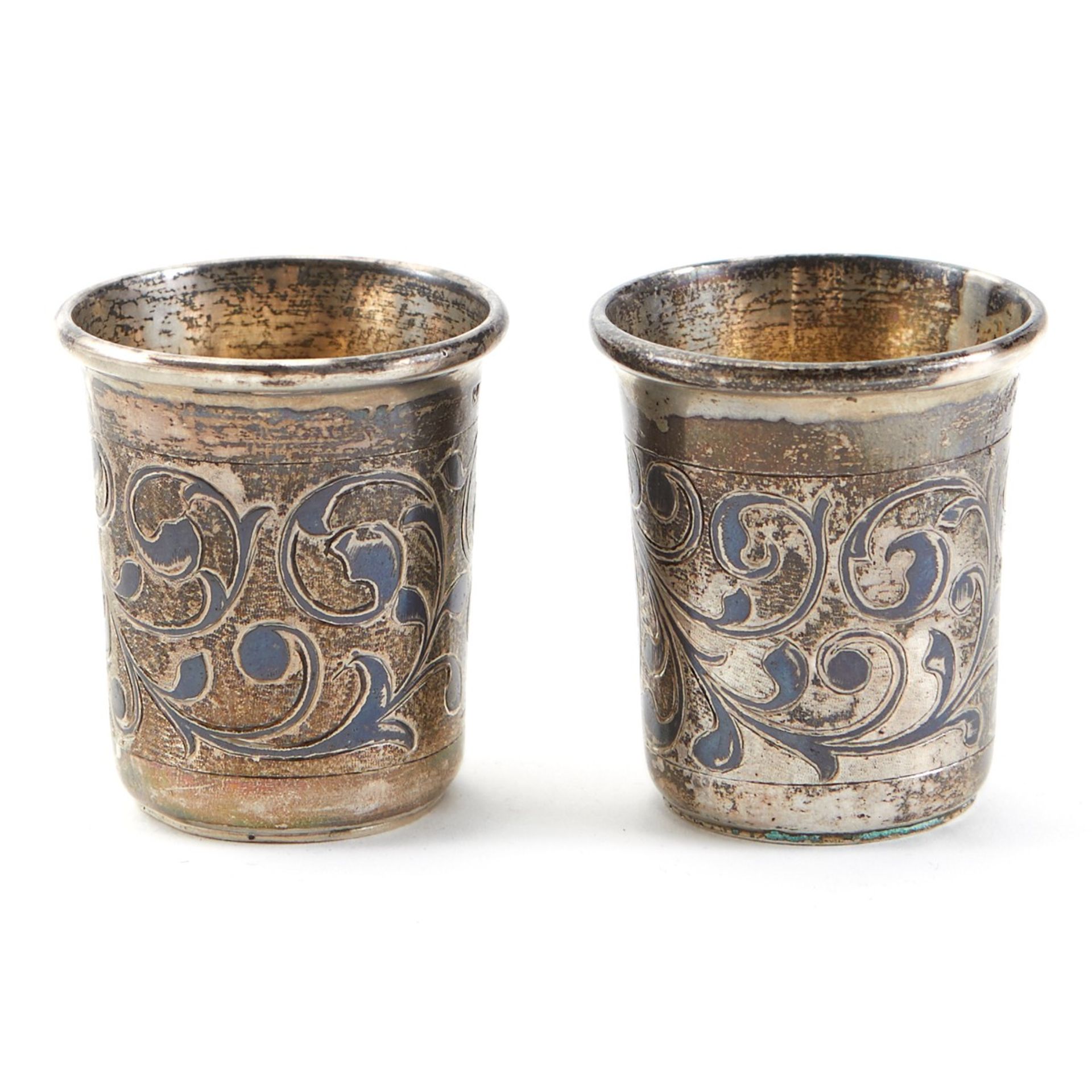 Grp: 9 Russian Enameled Silver Flatware and Cups - Image 8 of 15