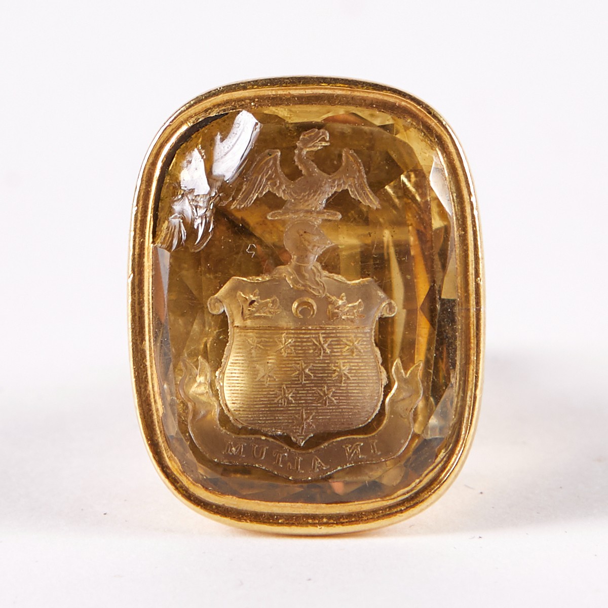 Gold Signet Seal w/ Engraved Stone - Image 3 of 7