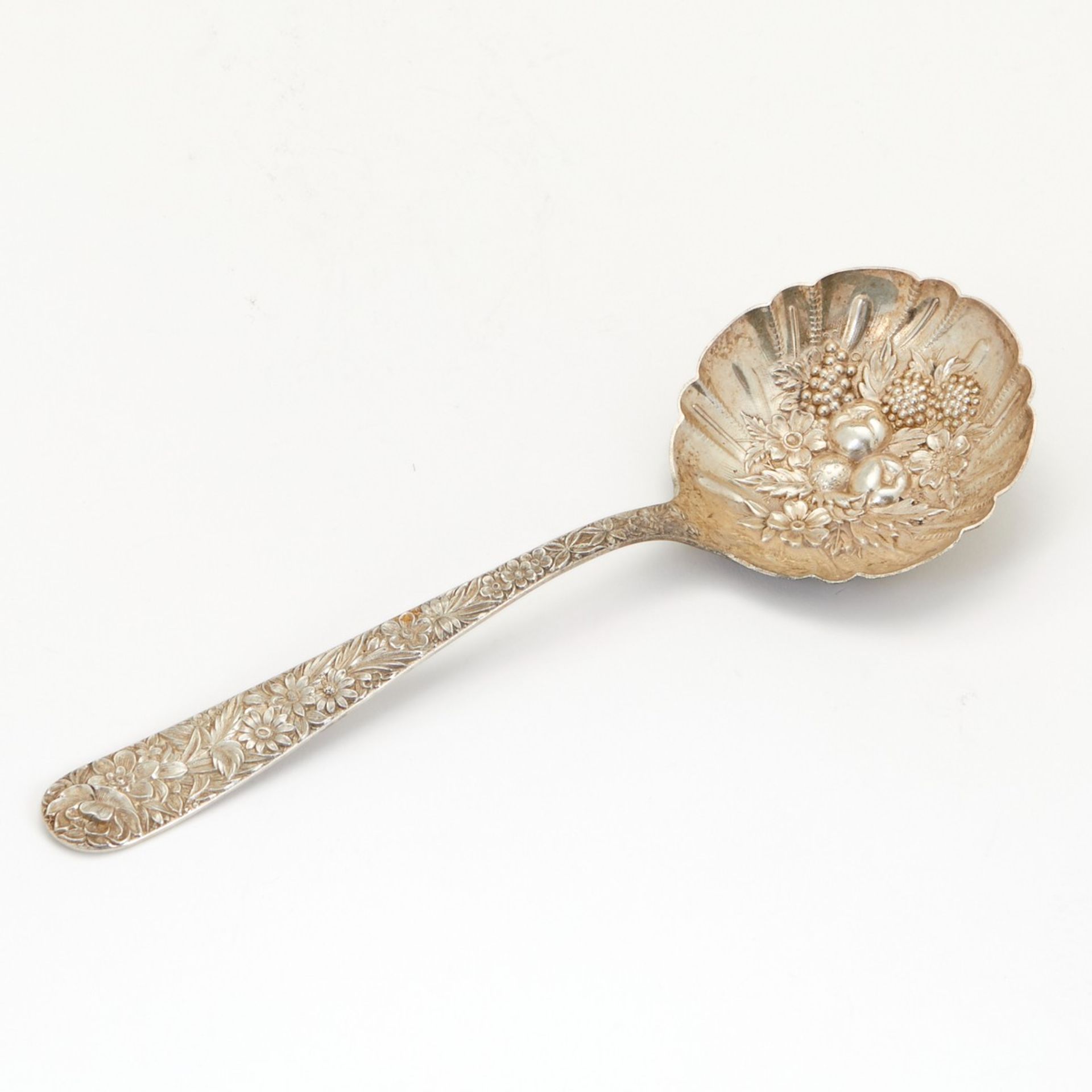 S. Kirk and Sons Repousse Sterling Silver Nut Dish and Spoon - Image 5 of 9