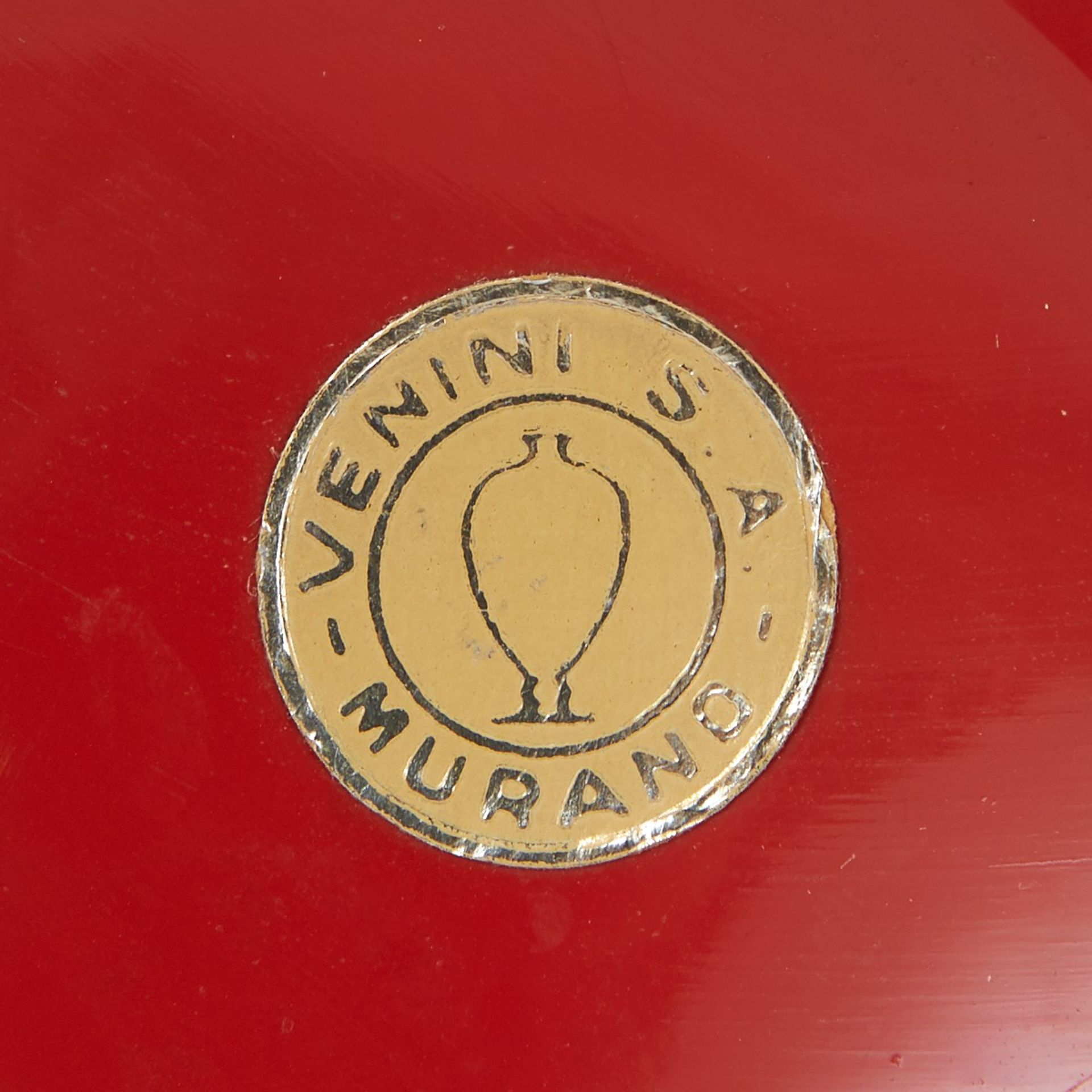 Venini Murano Red Vase with Label - Bild 6 aus 6