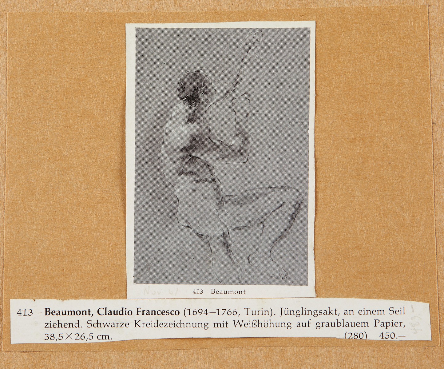 Claudio Francesco Beaumont Drawing of a Nude Man - Image 3 of 3