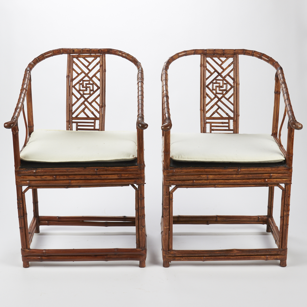 Pair of Chinese Bound Bamboo Chairs