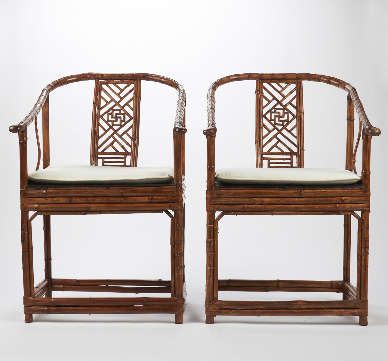 Pair of Chinese Bound Bamboo Chairs - Image 2 of 9