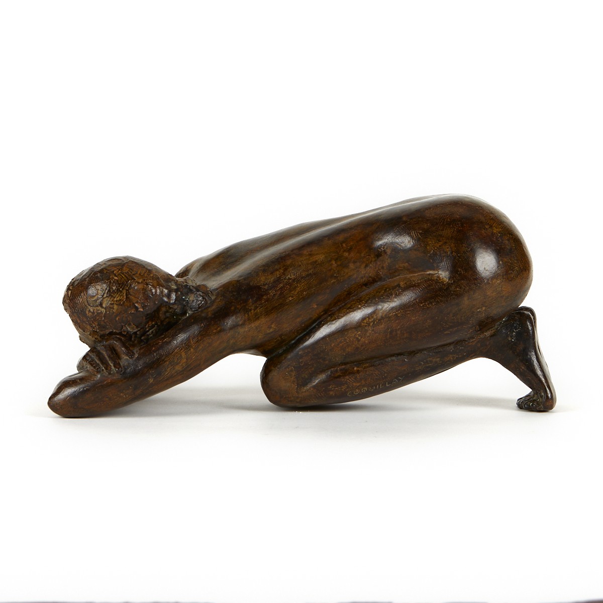 Coquillay Bronze Kneeling Woman Sculpture 1997 - Image 3 of 10