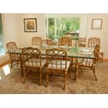 Bamboo Dining Table w/ 9 Chairs