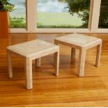 Pair of Maitland-Smith White Fossilized Stone Side Tables