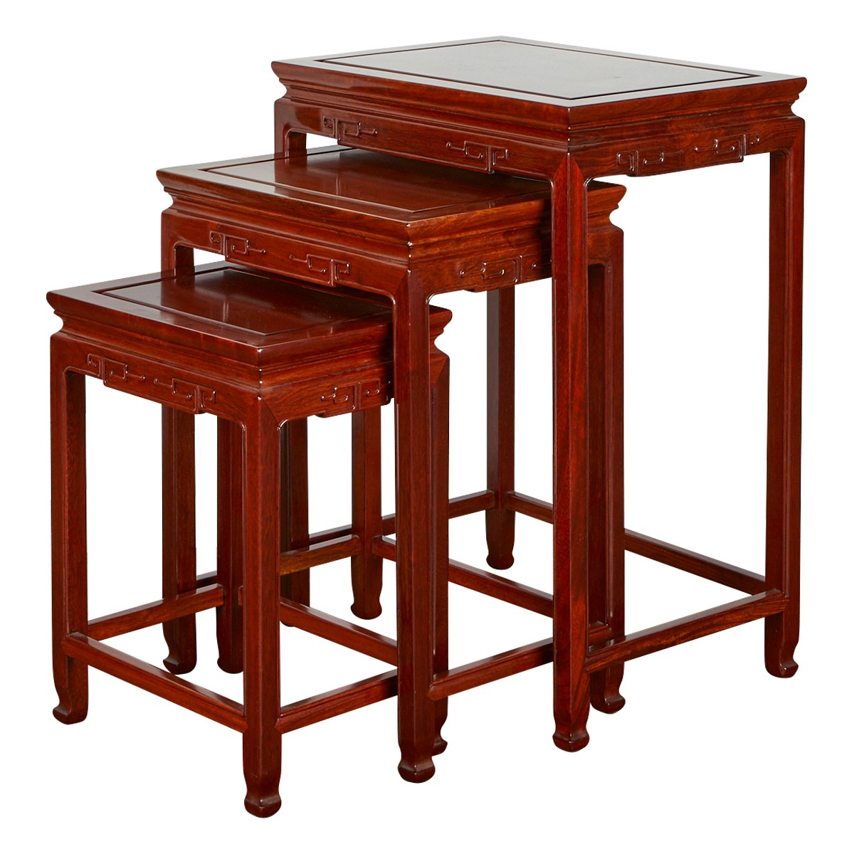 Set 3 Chinese Hardwood Nesting Tables - Image 2 of 2