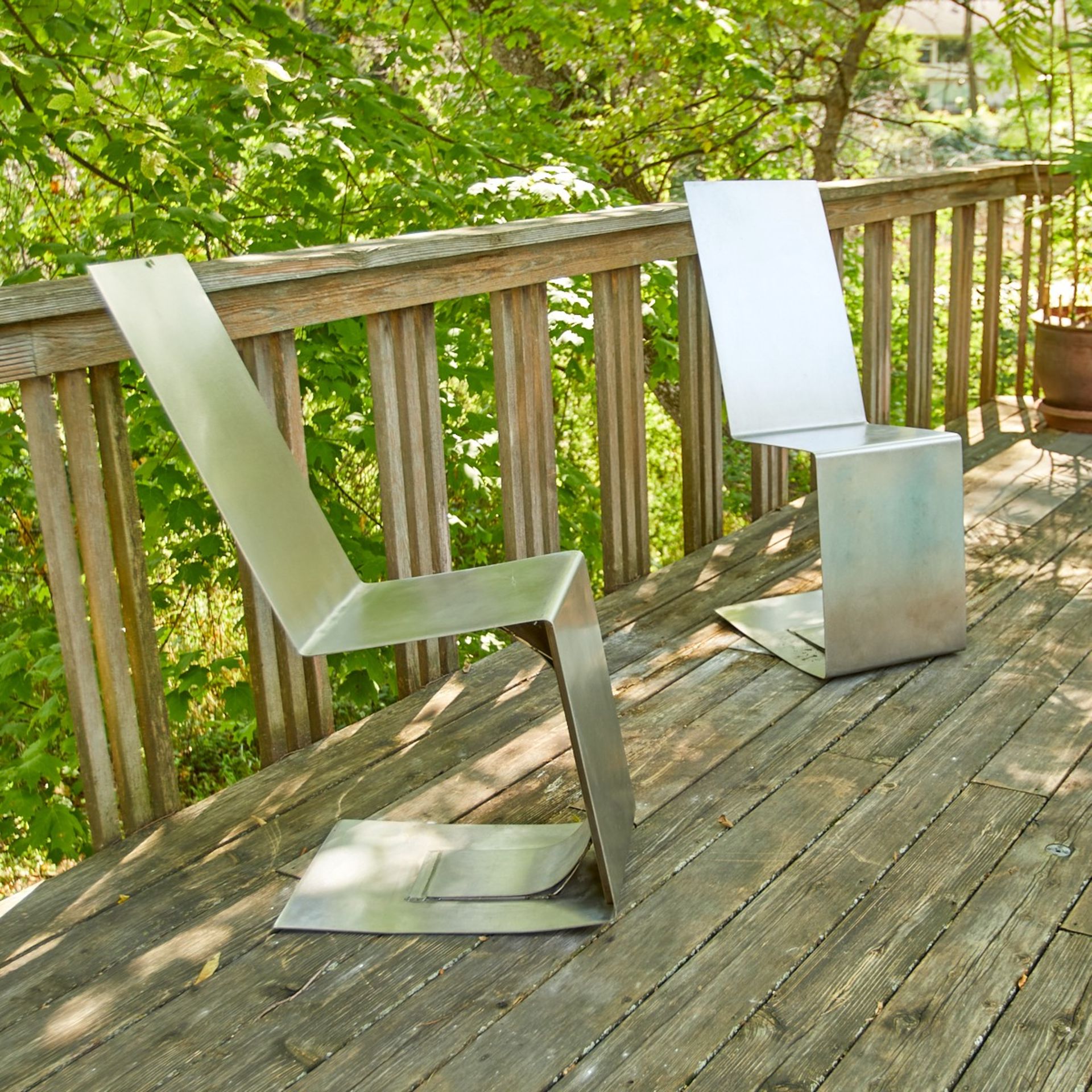 Pair of Modernist Stainless Steel Seats - Image 3 of 3