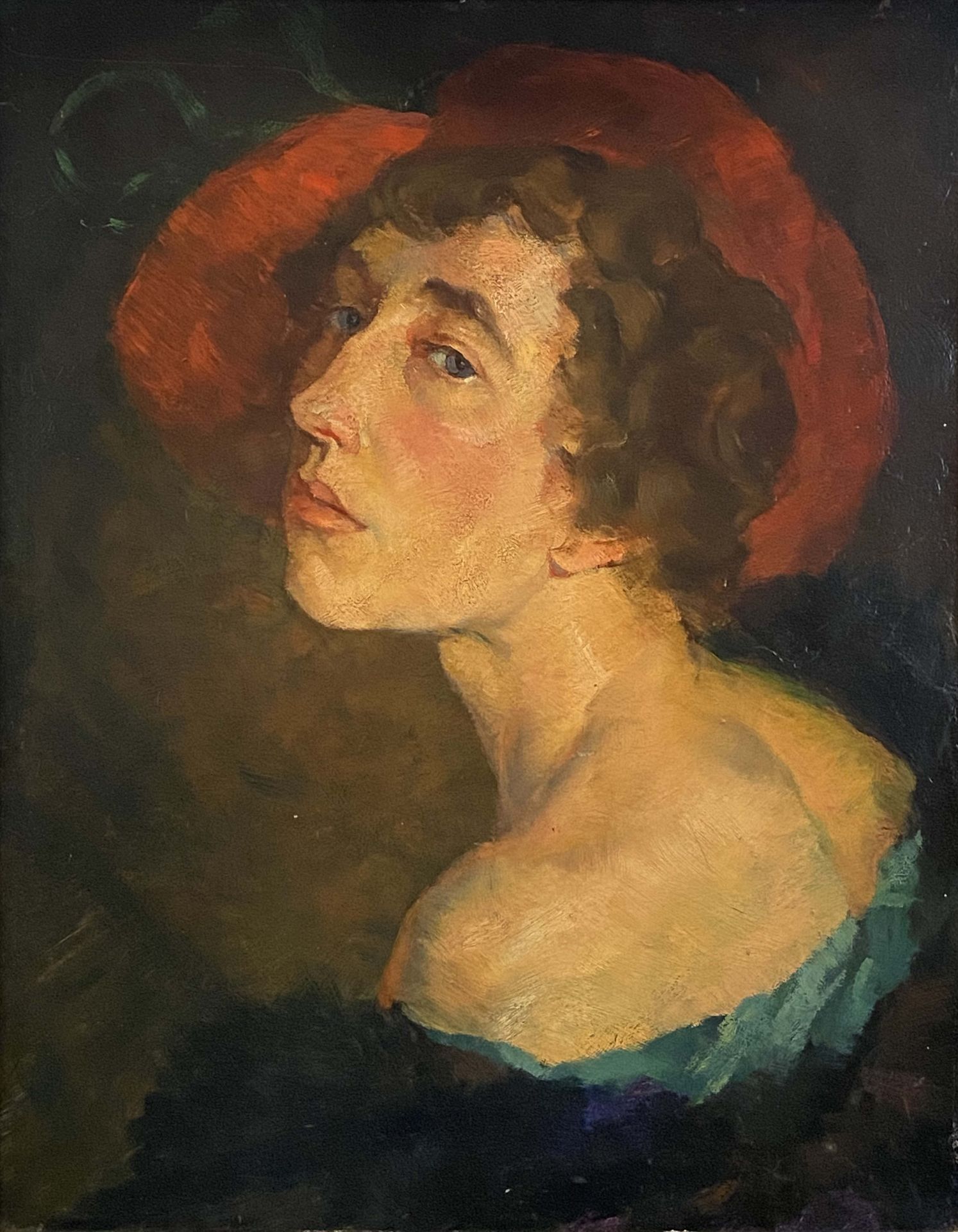 Damenbildnis  mit   rotem   Hut