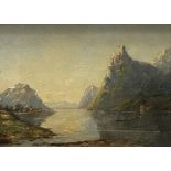 Dorf an norwegischem Fjord