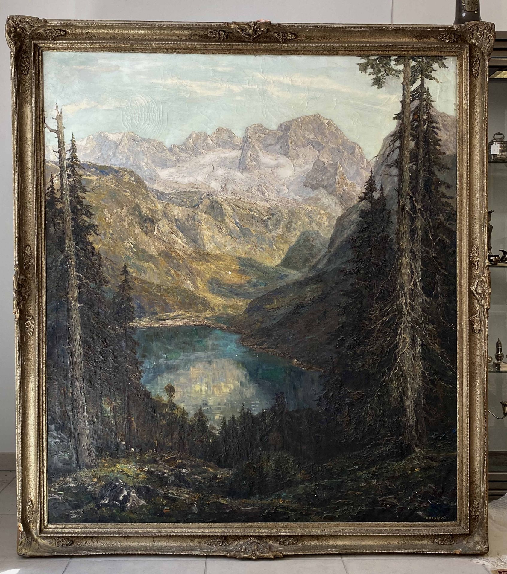 Otto  Pippel, Großformatiges   Gemälde  „Der  Gosausee   mit   Dachsteingebirge“ - Bild 2 aus 3