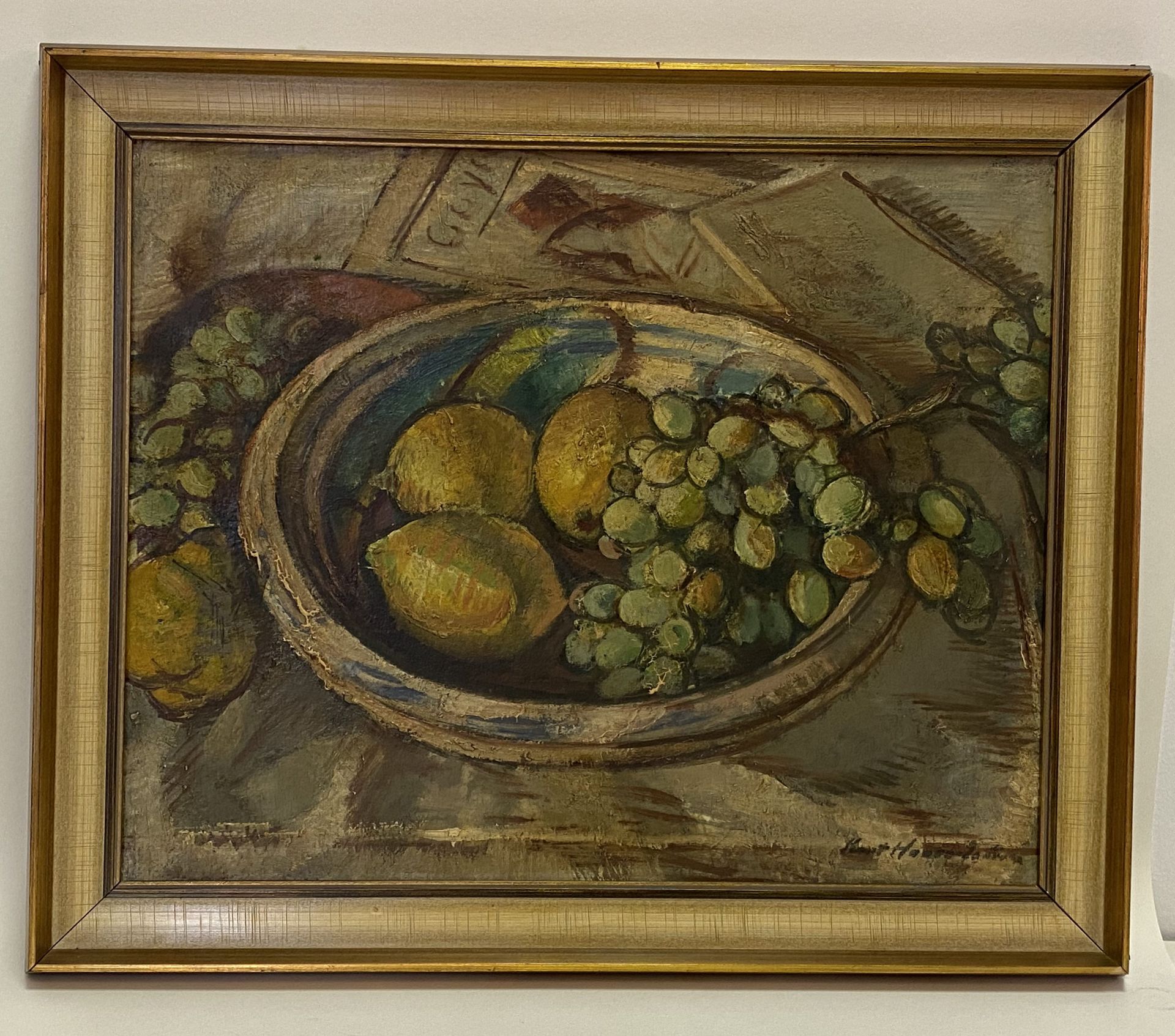 Kurt  Haase   Jastrow, Tischstillleben  mit  Trauben, Zitronen  und   Birne   - Bild 2 aus 3