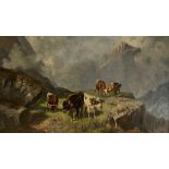 Christian Friedrich Mali, Weidende Kühe im sommerlichen Hochgebirge