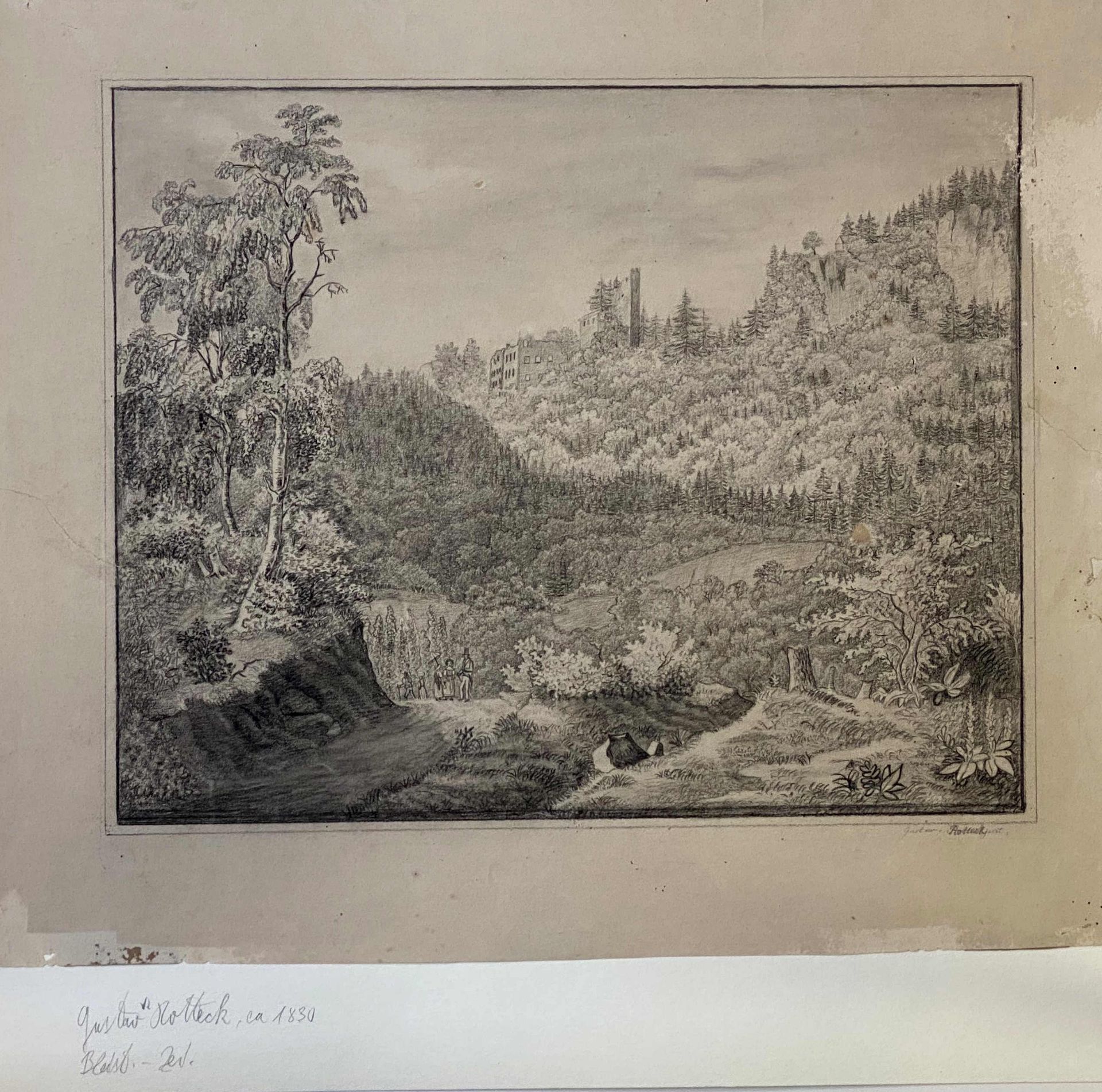 Konvolut von fünf Zeichnungen / Aquarellen 19. Jahrhundert - Bild 5 aus 5