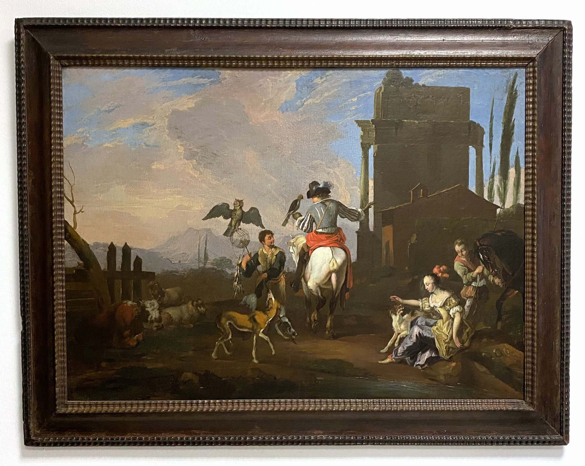 Abraham Hondius, Jagdgesellschaft mit Falke und Uhu beim Aufbruch zur Beizjagd - Bild 2 aus 5