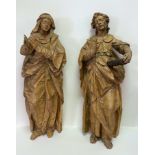 Zwei Heiligenskulpturen des Manierismus: Trauernde Maria und Johannes