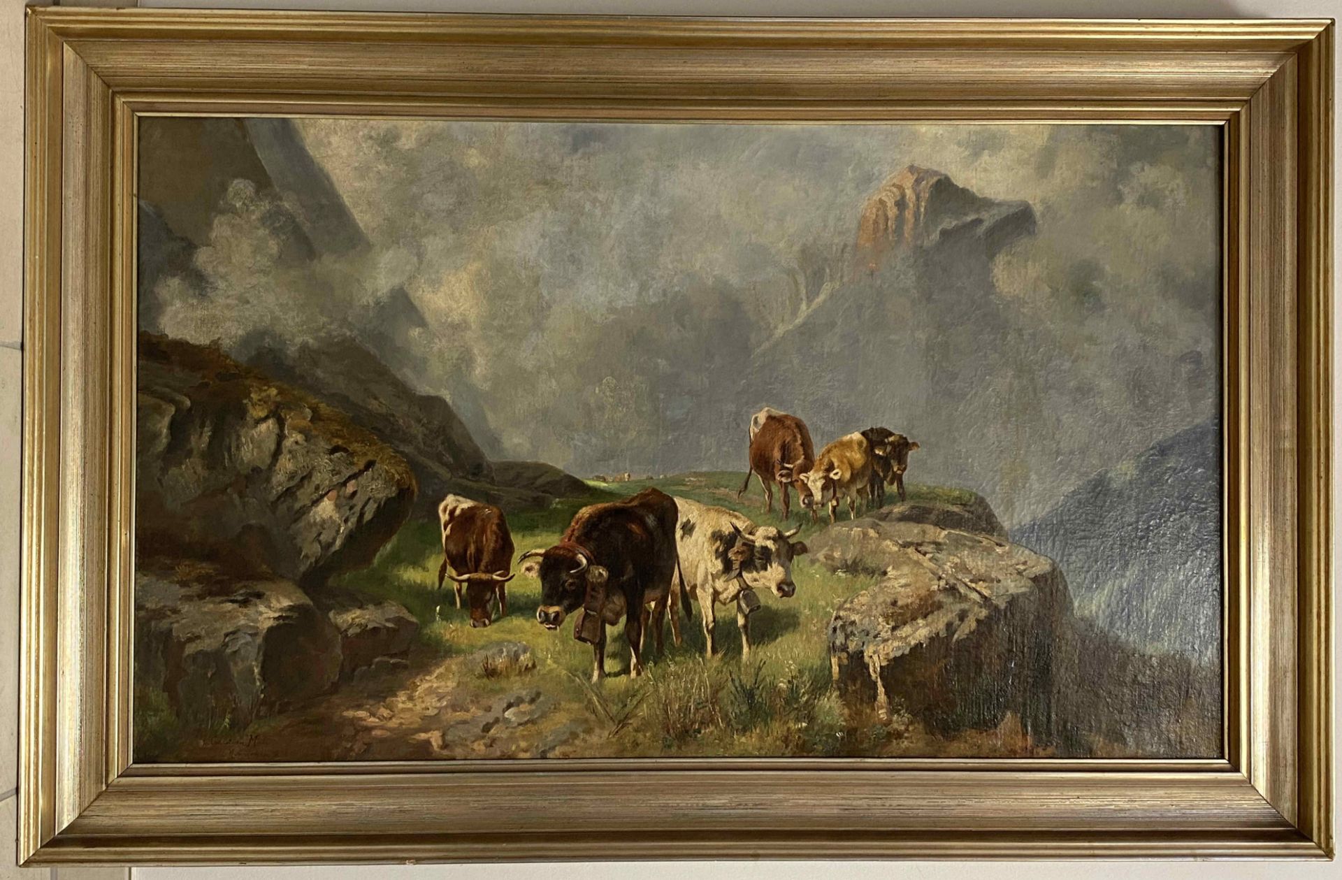 Christian   Friedrich   Mali, Weidende   Kühe  im  sommerlichen   Hochgebirge  - Bild 2 aus 3