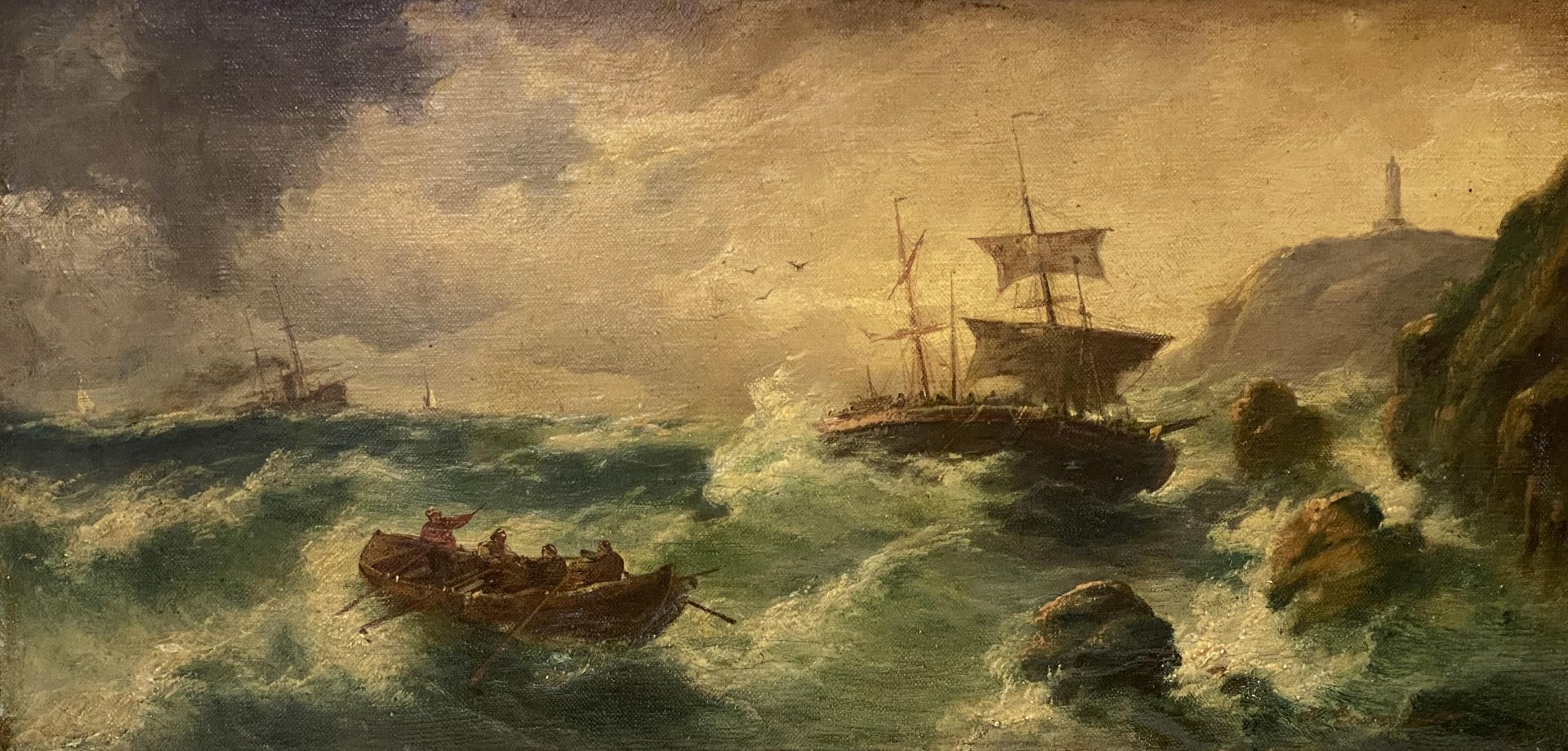 A. Cavalo, Drohender   Schiffbruch  an  stürmischer   Felsenküste