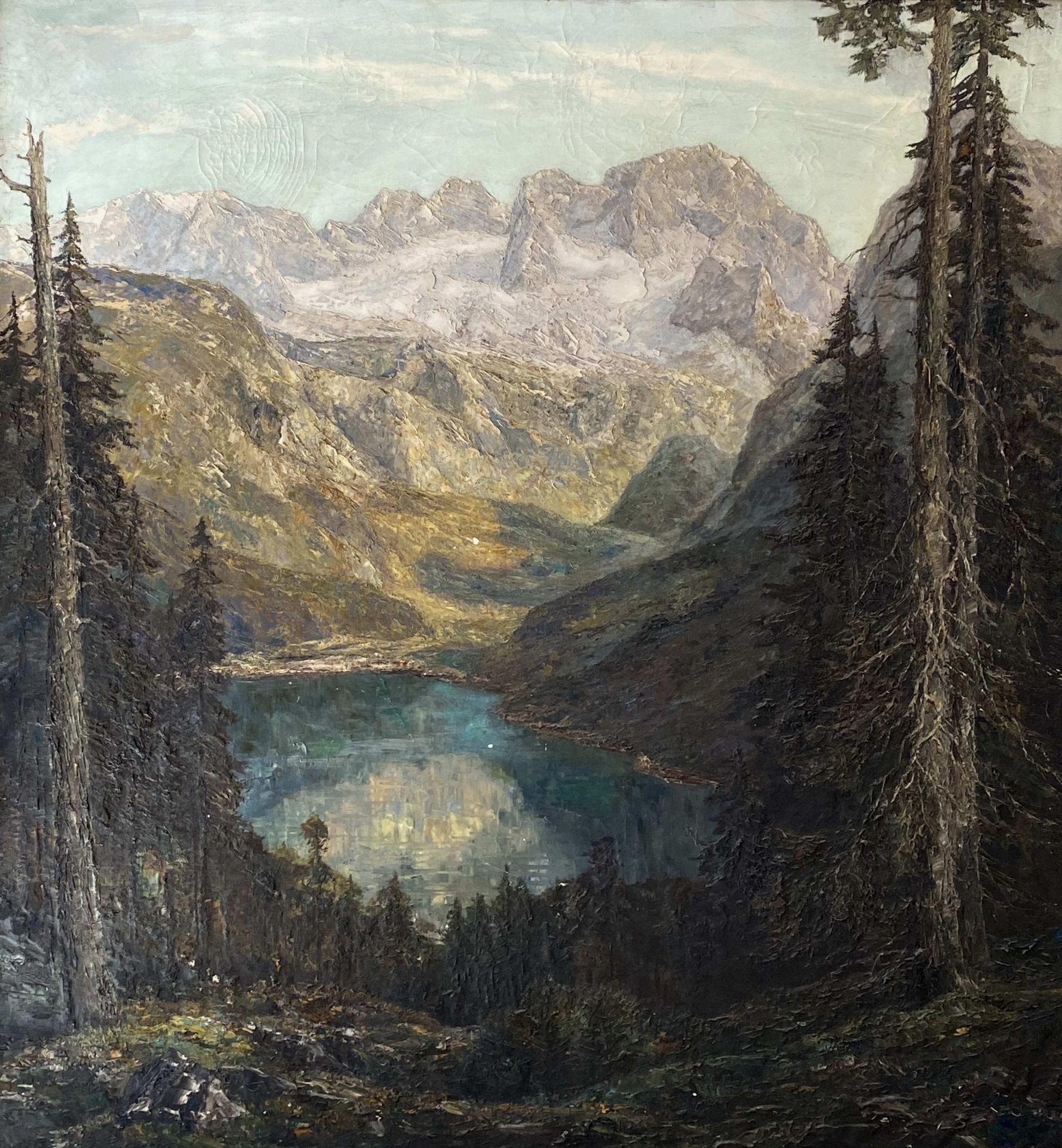 Otto  Pippel, Großformatiges   Gemälde  „Der  Gosausee   mit   Dachsteingebirge“