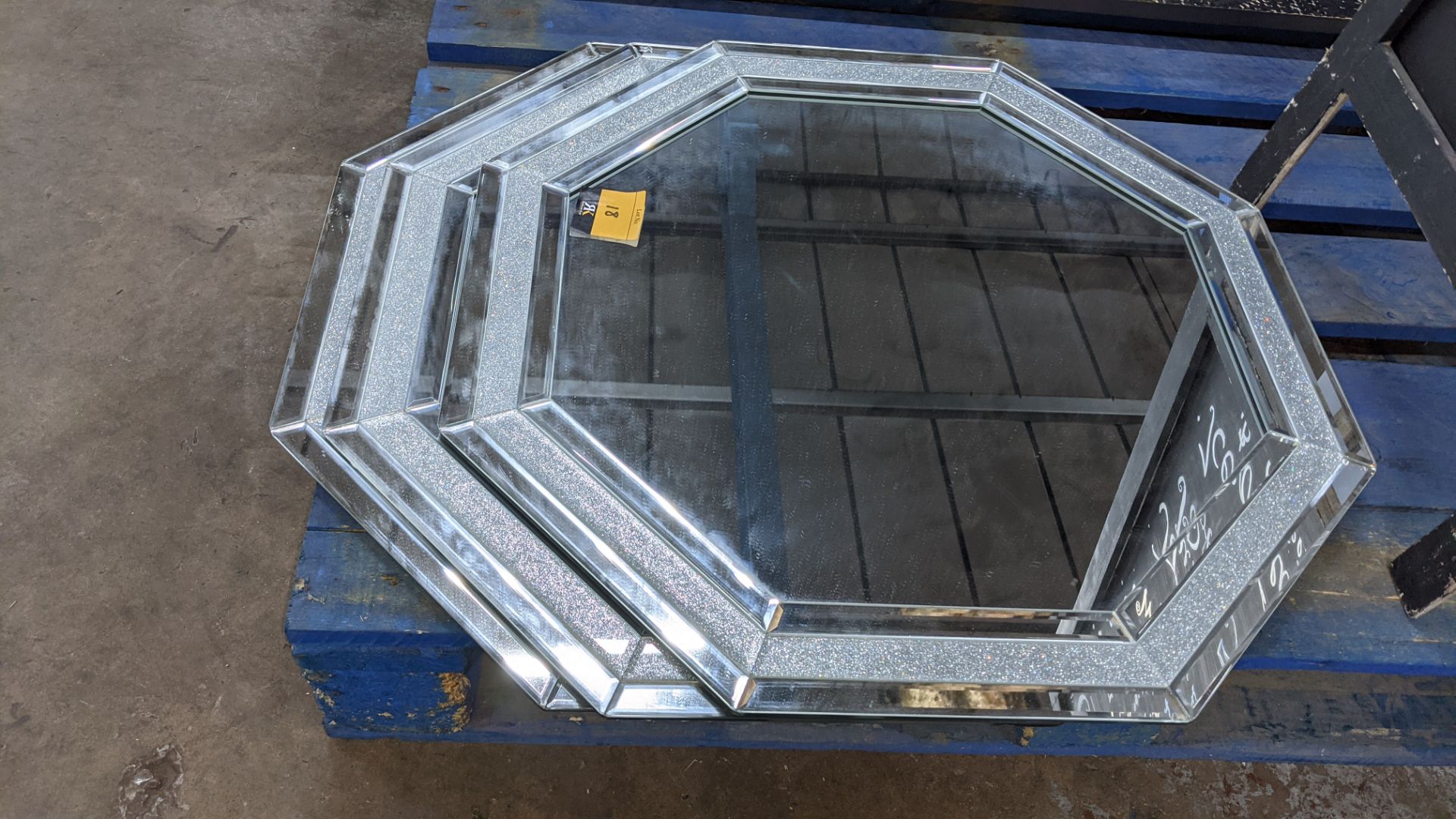 3 off octagonal mirrors with sparkly & bevelled edging strips, each mirror being approximately 600mm - Image 3 of 4
