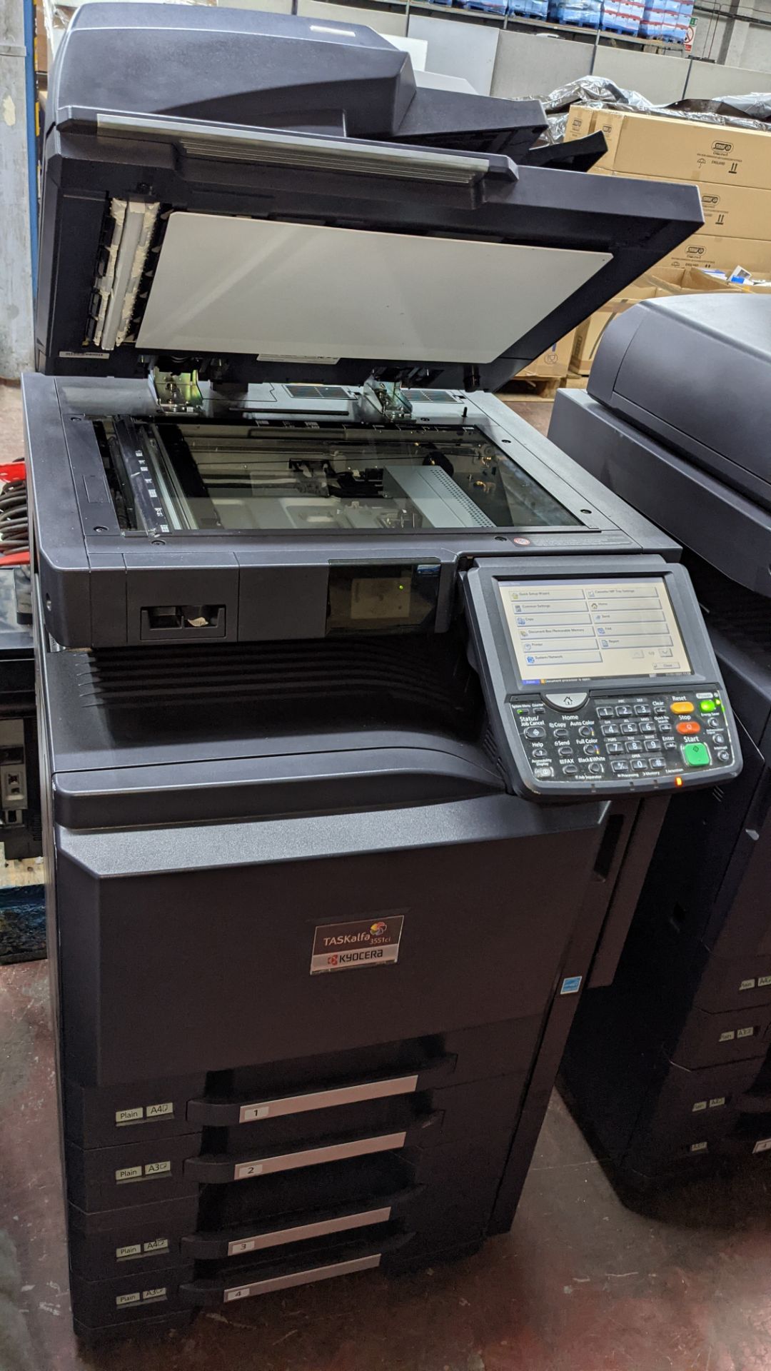 Kyocera Taskalfa 3551ci floor standing copier with 4 paper cassettes, ADF, manual document feed, etc - Image 10 of 11