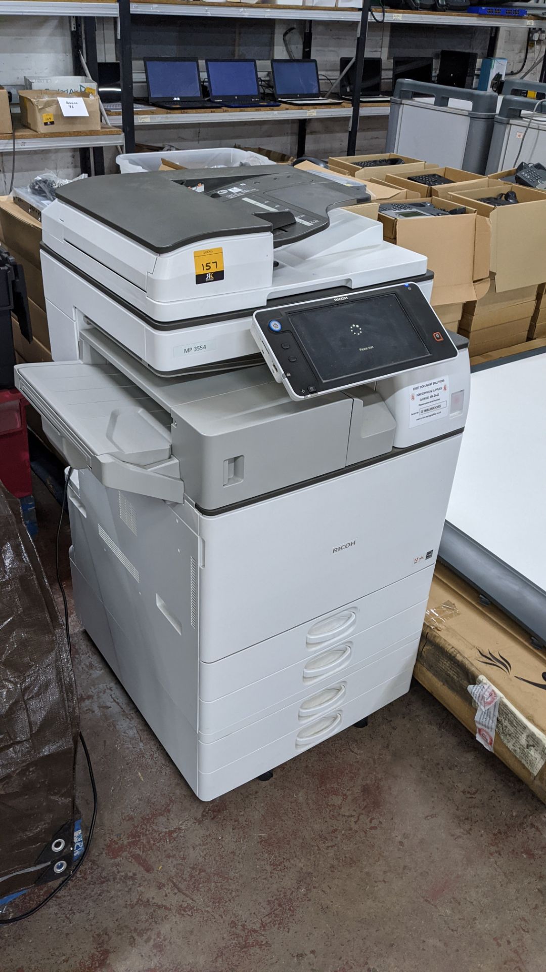 Ricoh model MP3554 floor standing multifunction copier with ADF, large touchscreen display, finishin - Image 2 of 12