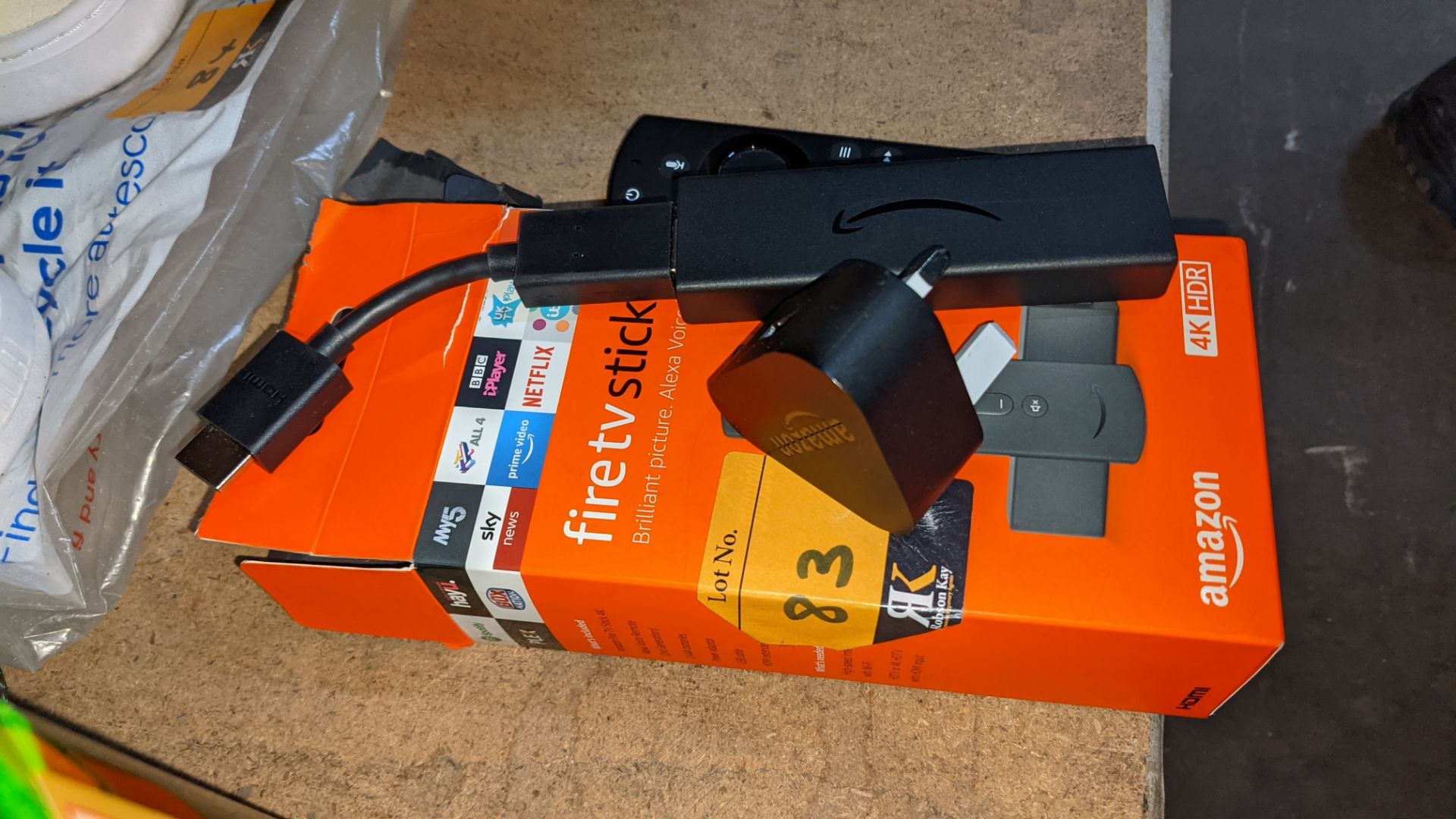 Amazon Fire TV stick, 4K, HDR, including box, adaptor cable, wall charger & remote - Image 3 of 5