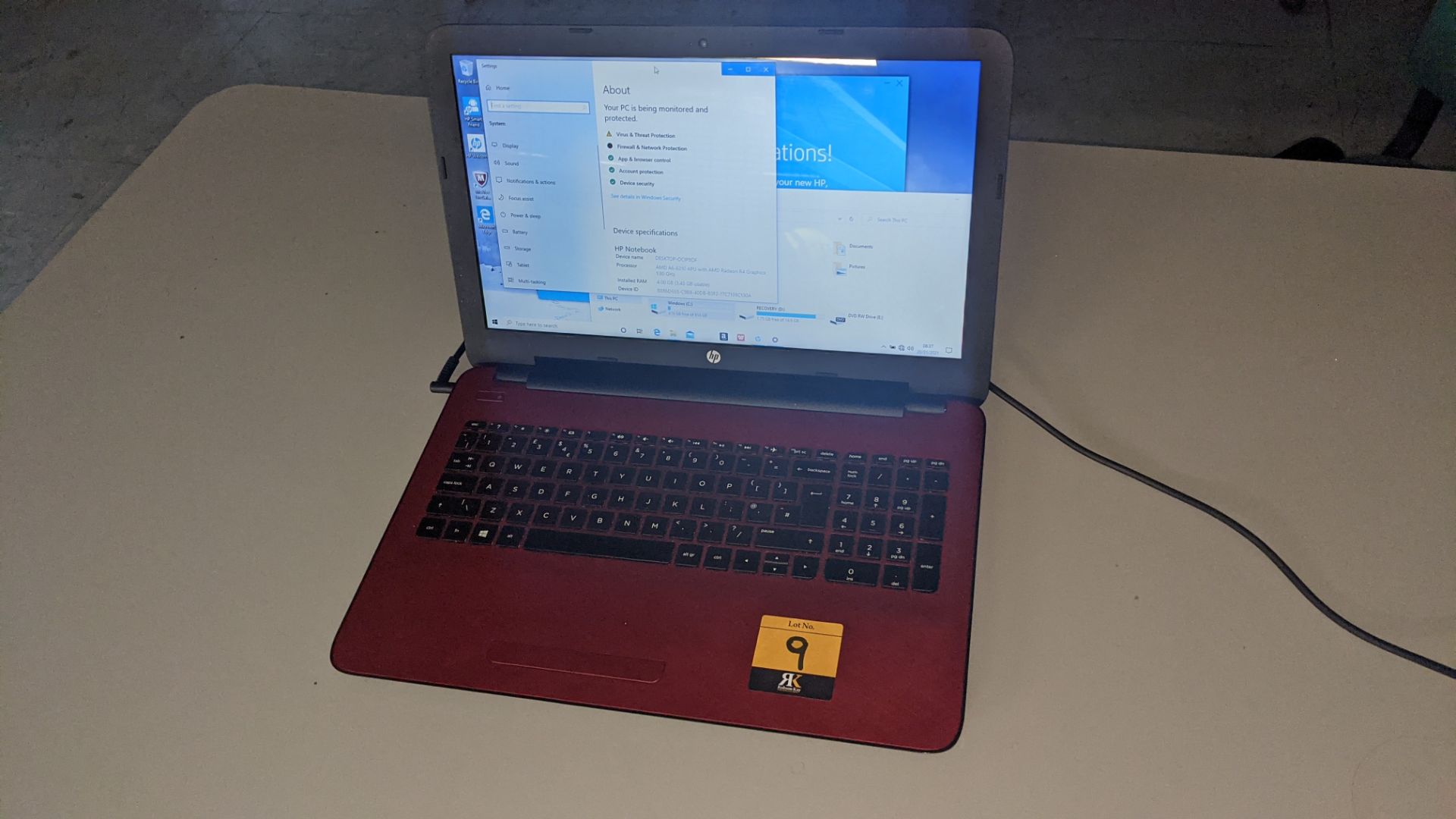 HP AMD A6-6310 APU notebook computer with AMD Radeon R4 graphics, 4Gb RAM, 1Tb HDD including power s - Image 2 of 12